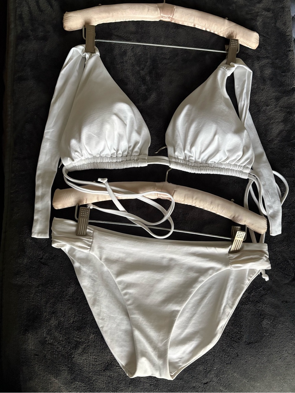 BECCA White Triangle Bikini Set- DD Top Medium Bottoms